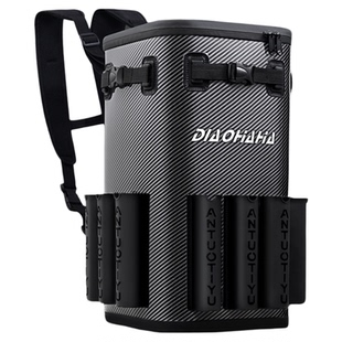 钓哈哈新款多功能加厚渔具包碳纹鱼桶收纳盒大容量可背可提活鱼桶