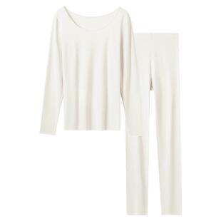 ubras大圆领女士内衣套装保暖肌底秋衣秋裤 抗菌防静电发热内搭