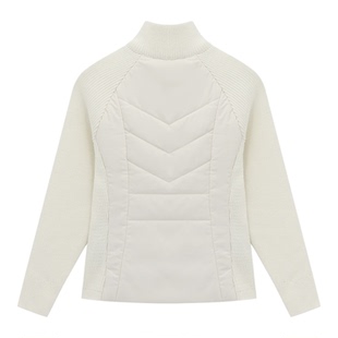 百家好立领针织拼接排骨棉服女冬季新款短款收腰修身保暖棉服外套