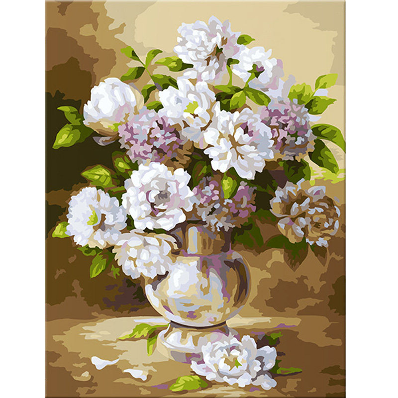 diy数字油画油彩画填色栀子花开