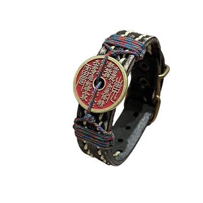 龙虎山法物道系青年原创山鬼花钱国风太岁令朱砂手链情侣手环礼物