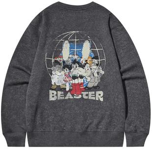 【铁臂阿童木联名】BEASTER做旧水洗抓绒面料卫衣情侣上衣