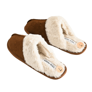 出口美国订单外贸原单女装皮毛一体加绒复古居家保暖包头拖鞋棉鞋