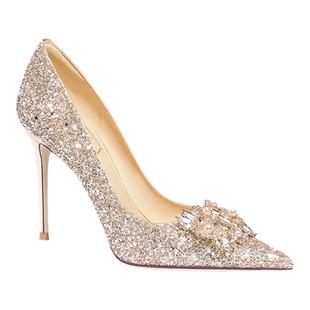 HolyRose【暗香疏影】新中式婚鞋主婚纱秀禾两穿新娘鞋金色高跟鞋