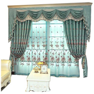 新中式客厅雪尼尔羊绒绣花遮光成品布帘田园卧室定制轻奢落地窗帘