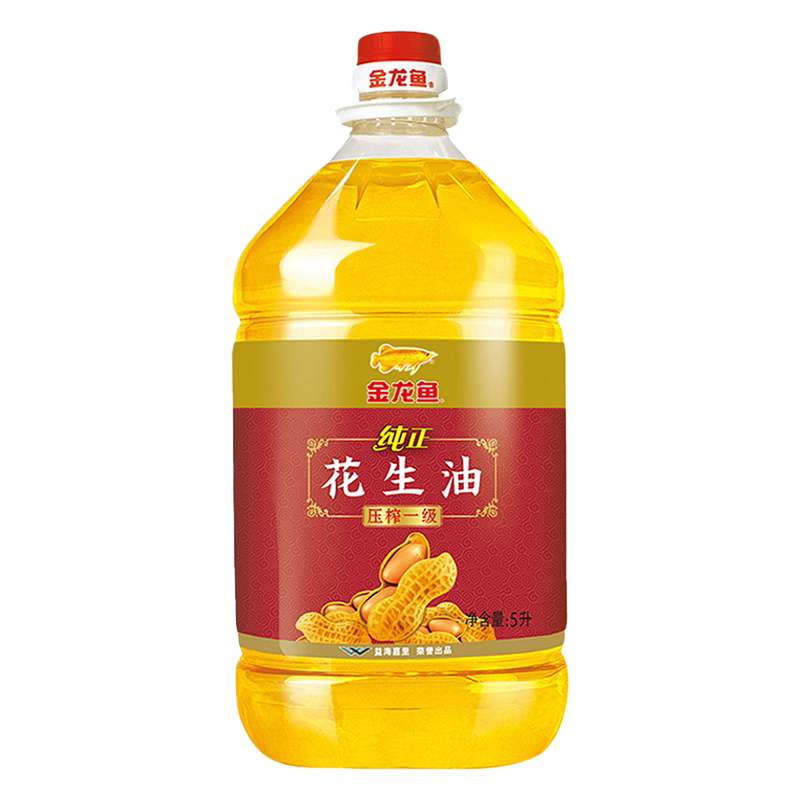 金龙鱼花生油甄选不油腻轻年花生油5L食用油炒菜家用花生油