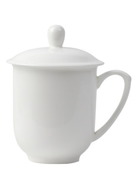 陶瓷会议杯茶杯带盖办公室骨瓷杯