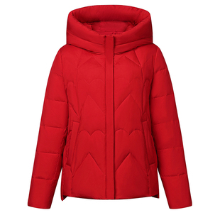 雪中飞2025秋冬季新款连帽短款羽绒服女白鸭绒中老年妈妈休闲外套