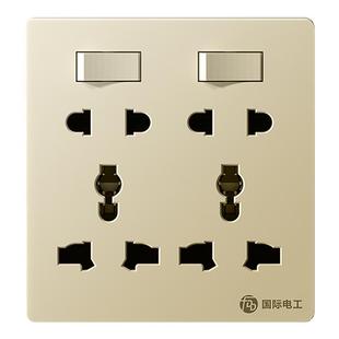 86型10孔插座带开关独立控制二开十孔面板多孔6六孔厨房专用插座