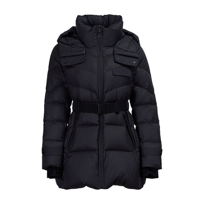 【商场同款】MOFAN摩凡2025冬款黑色收腰显瘦羽绒服女设计感连帽