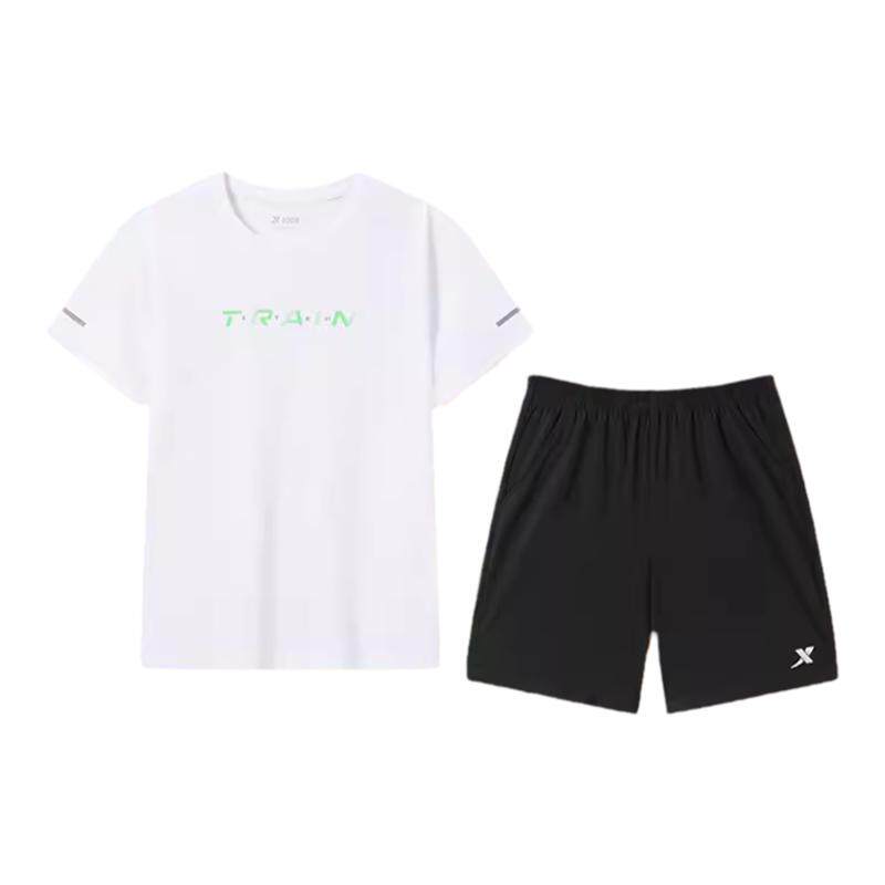 特步童装男童运动套装夏季儿童速干运动服中大童短袖T恤短裤夏装