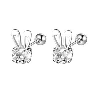 足银耳钉女纯银镶钻兔子甜美时尚简约百搭甜美可爱少女心免摘耳环