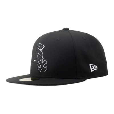 韩国代购NEWERA纽亦华5950平沿全封闭棒球帽白灰帽檐描白边SOX