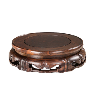实木圆形鱼缸酒坛茶壶香炉花瓶花盆景佛像工艺品奇石摆件底座托架