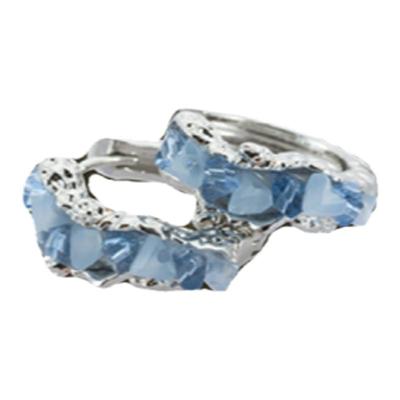 十里间蓝色锆石圈圈耳环