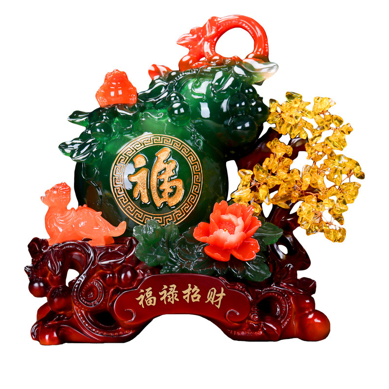 葫芦摆件黄水晶石风水招财貔貅金蟾乔迁开业礼品客厅玄关电视酒柜