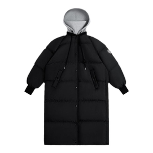 CALLED BACK长款90白鸭绒羽绒服女2025冬季拼接连帽休闲保暖外套