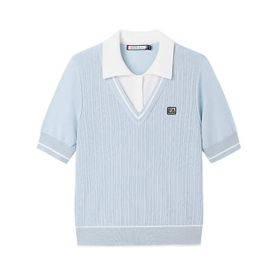 ELLEActive假两件短袖针织上衣