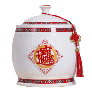 景德镇家用陶瓷米缸密封面粉储米箱10斤20斤30斤装防潮防虫装米桶