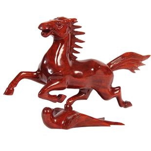 马踏飞燕红木工艺品 客厅装饰木雕马 实木质12十二生肖马摆件木马