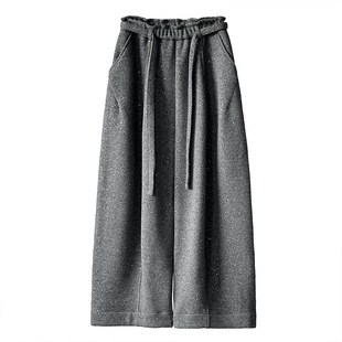 松弛系列 冬装新款亮闪闪加绒加厚弯刀裤百搭休闲裤子宽松阔腿裤