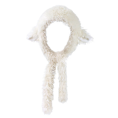 毛绒可爱保暖白色小羊帽护耳帽冬