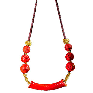 灵丹真朱砂原创朱砂设计民族风圆形心径管平安扣项链貔貅吊坠本明