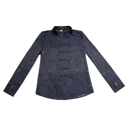 宽松中国风长袖女士衬衫盘扣衬衣