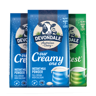 澳洲Devondale德运全脂奶粉1kg*2袋装脱脂奶粉1kg*1袋组合调制乳