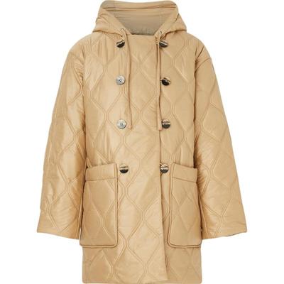 【折扣】GANNI 女秋冬美拉德双排扣绗缝连帽棉服外套