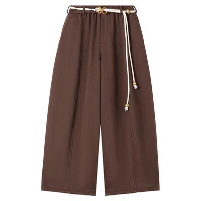 KEIKO美拉德加绒弯刀阔腿卫裤