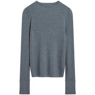 KBNE法式灰色修身螺纹半高领针织衫女2025冬季新款打底衫针织上衣