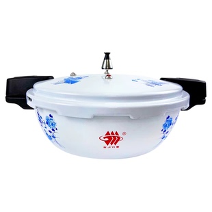 新款青花瓷高压锅商用 小型迷你饭店鱼头锅 加厚矮款压力锅家用