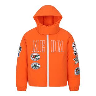 MEDM 鸭绒国潮魔术贴徽章连帽羽绒服男冬季美式高街休闲加厚外套