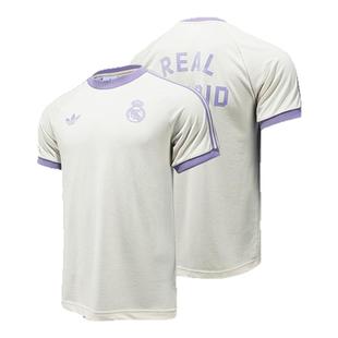 Adidas阿迪达斯三叶草皇马联名复古短袖足球服球衣文化衫IY0057