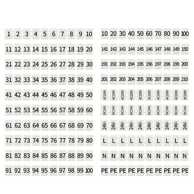 ZB5数字标记条UK3N/PT2.5/ST2.5/UT2.5接线端子标识号码排标签PE