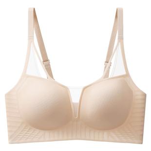 美思春夏款贴合内衣女2025新款无痕蜂巢杯凉感大胸显小无钢圈文胸