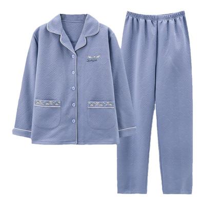 中老年人秋冬季空气棉睡衣女套装