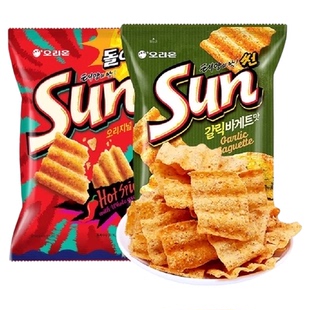 ORION好丽友sun太阳蒜香玉米片韩国进口辣味波浪薯片膨化休闲零食