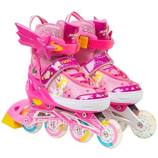ACTION动感轮滑鞋儿童全套装可调码全闪轮直排轮初学者溜冰鞋男女