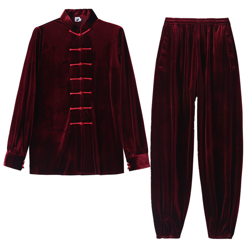 秋冬加厚金丝绒太极服套装南韩绒太极拳服八段锦练功服男女比赛服