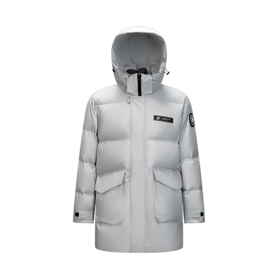 森马发热连帽外套中长款羽绒服男