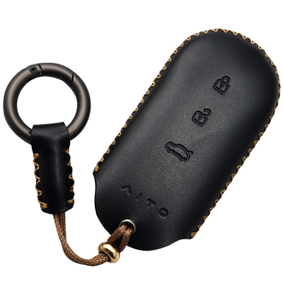 专用华为问界M5钥匙套牛皮AITO问界M7钥匙套25款真皮超薄手工扣