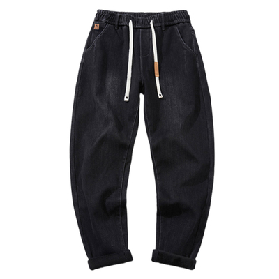 杰贵雅松紧腰秋冬季加绒牛仔裤男