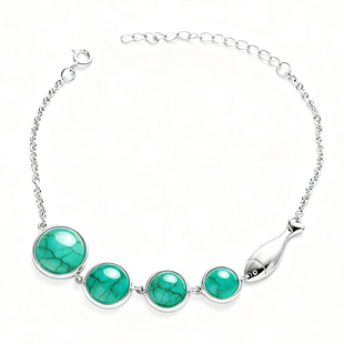 通体S925纯银配件手链空托diy镶嵌翡翠玉石绿松石圆形宝石空托鱼