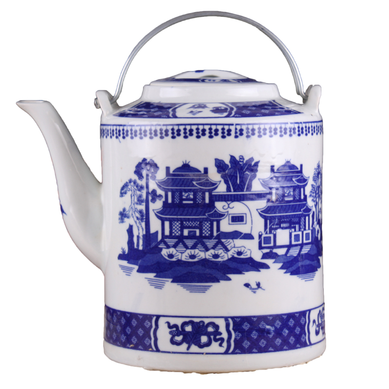 大容量景德鎮(zhèn)陶瓷提梁冷水壺涼水壺超大號(hào)10斤水復(fù)古耐高溫儲(chǔ)水壺