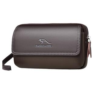 佧蒂袋鼠腰包男款真皮穿皮带腰挂零钱包横款多功能手机包小手拎包