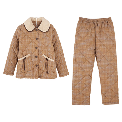 安之伴【巨保暖】三层加厚夹棉袄睡衣女士冬季冬款梭织磨毛家居服