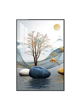 山水风景客厅轻奢招财鹿北欧挂画