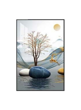 山水风景客厅轻奢招财鹿北欧挂画